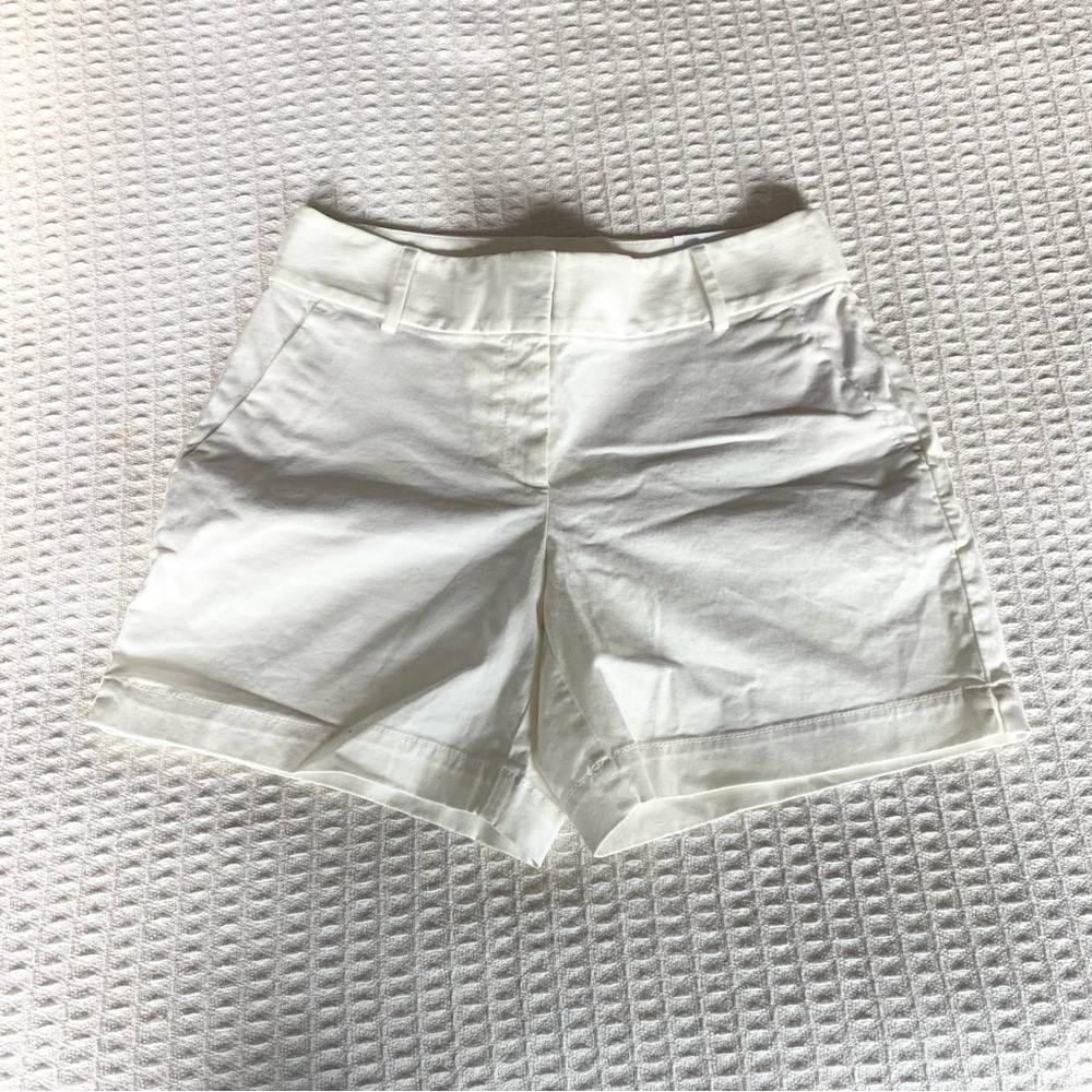 LOFT Cream High-Rise Tailored Shorts
